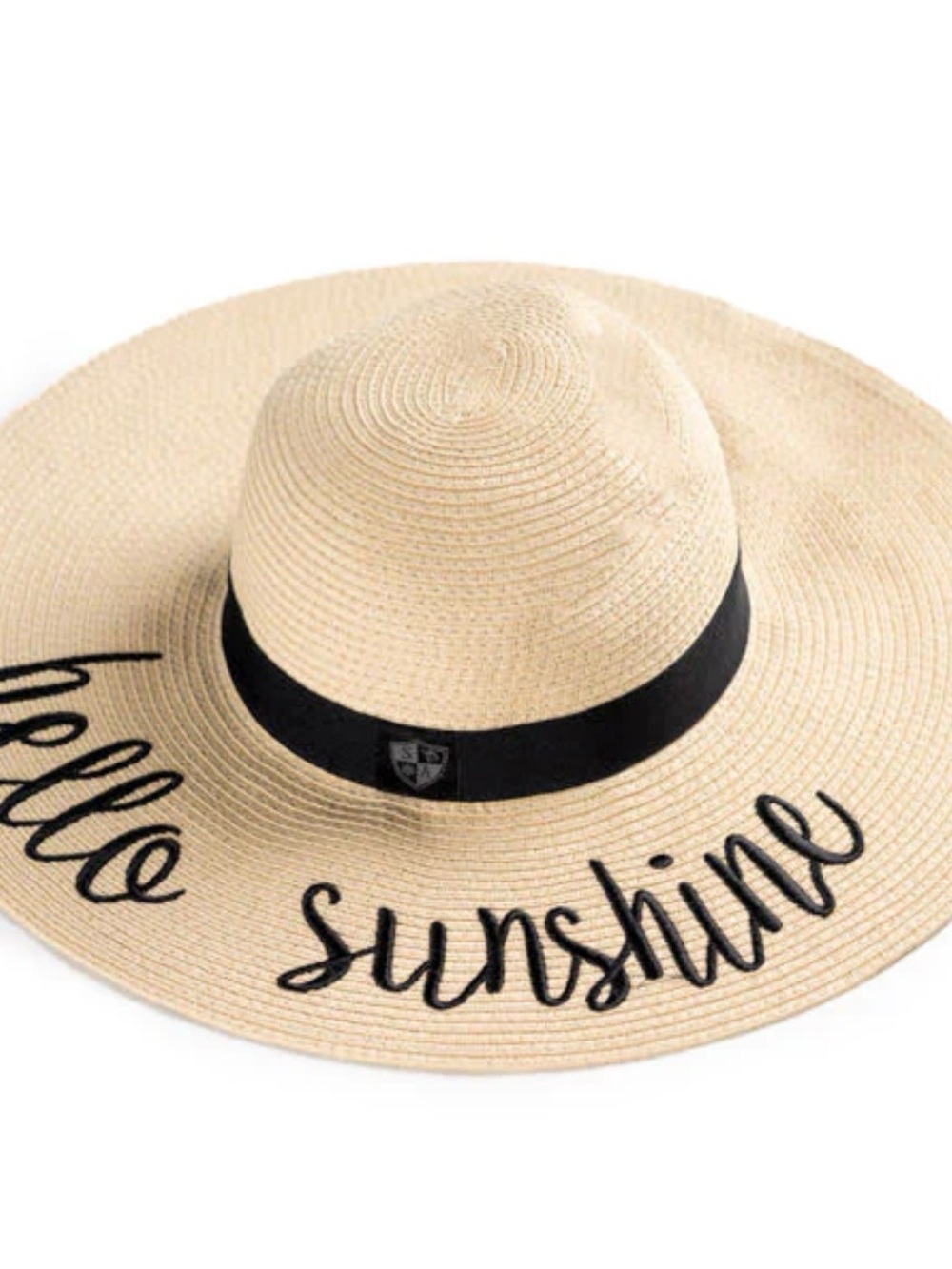 Sun Hat - Cream "Hello Sunshine" with Black Band